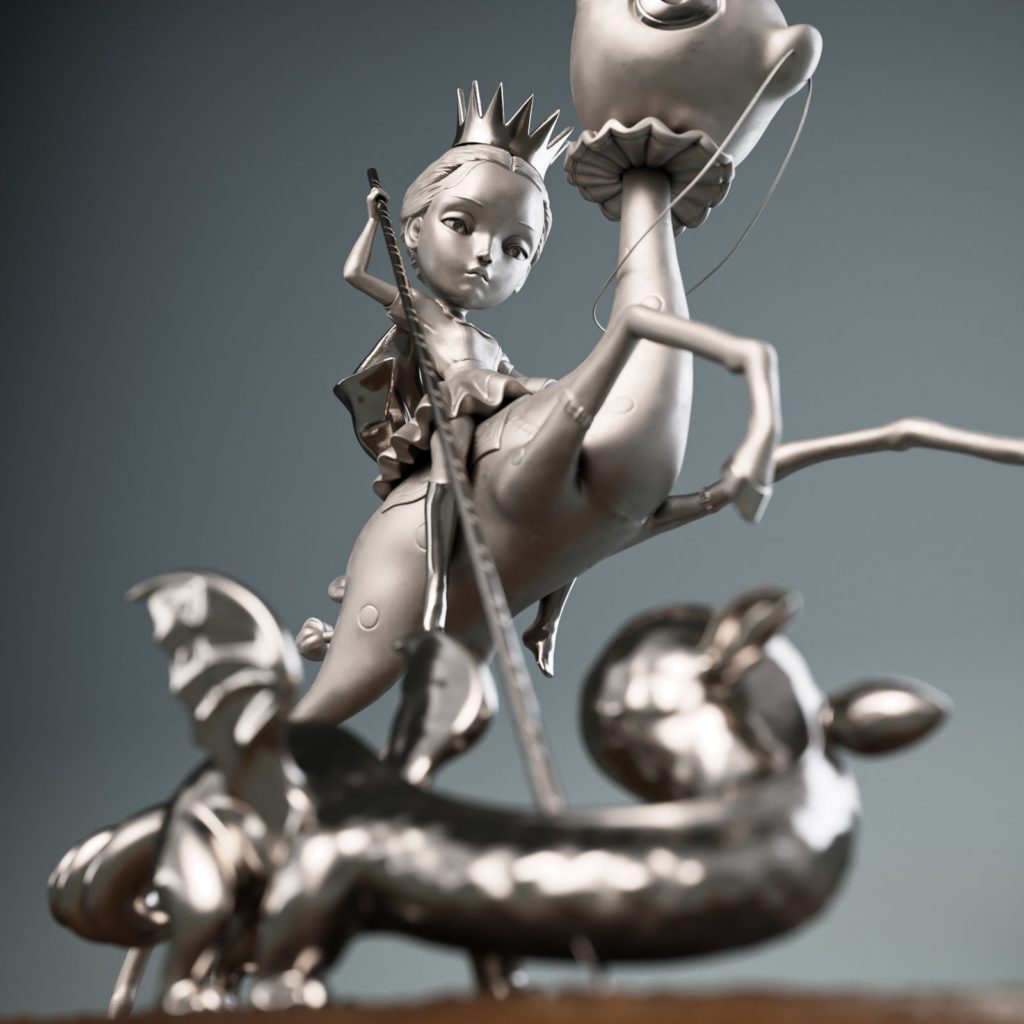 The Princess and The Prey Sculpture Bronze, Nicoletta Ceccoli