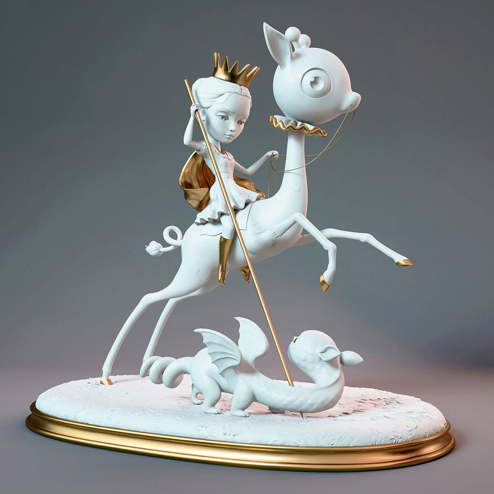 The Princess and The Prey Sculpture White, Nicoletta Ceccoli